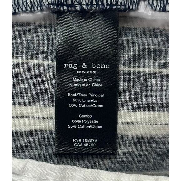 RAG & BONE Perry Linen Blend Shorts Striped Navy Blue Coastal Beach Cruise Lake - Picture 15 of 16